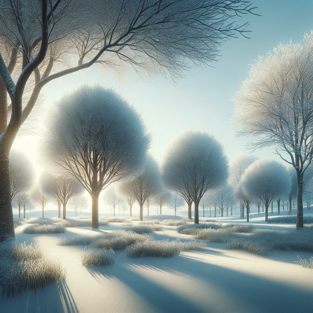 A-serene-winter-landscape-showcasing-a-variety-of-trees-with-visible-branches-coated-lightly-in-snow-highlighting-the-importance-of-tree-maintenance